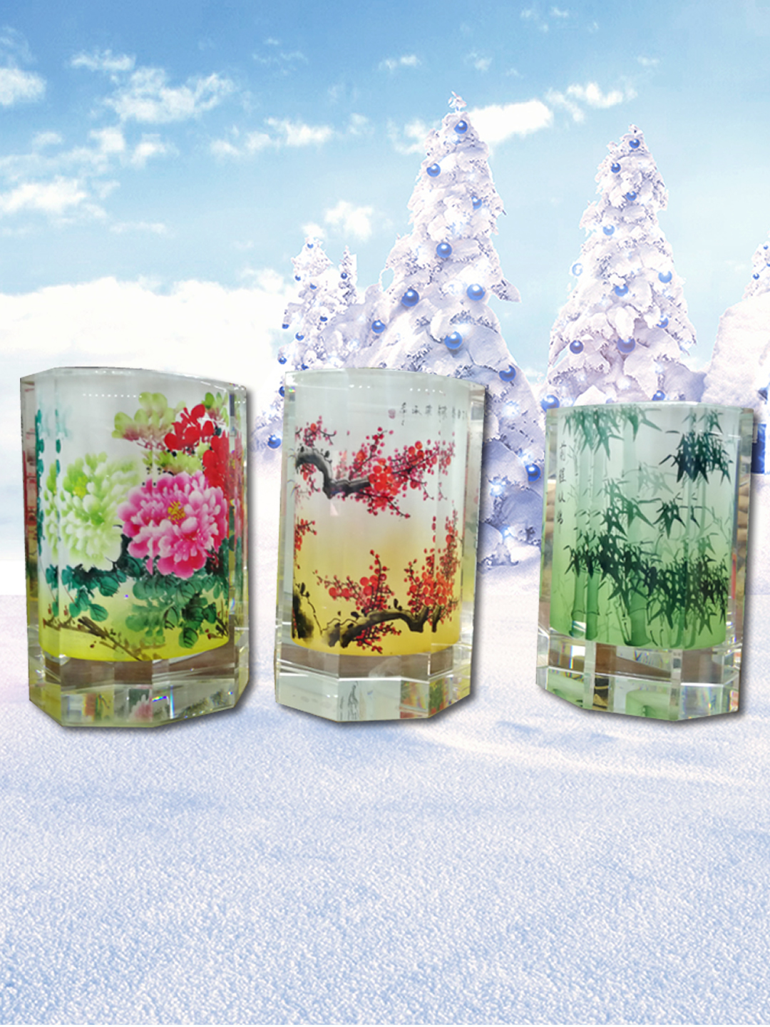 Hand Painted Glass Christmas Baubles